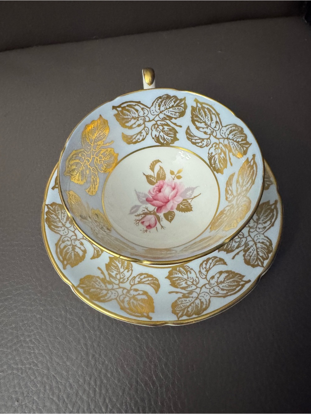 Vintage Royal Grafton English Bone China Pink Rose & Gold Teacup & Saucer Set